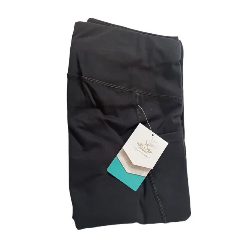 NWT Heathyoga Black High Waisted Yoga Workout Tummy Control Leggings Pants - XXL - Picture 6 of 6